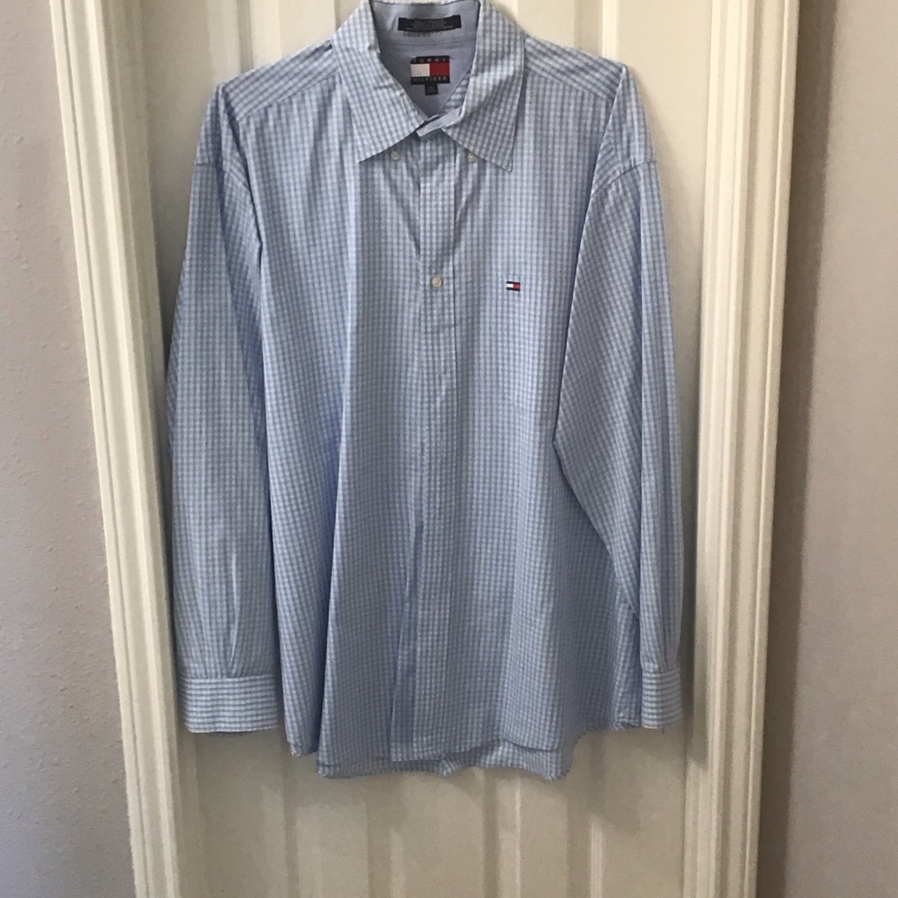 Tommy Hilfiger Men's Light Blue Gingham Shirt